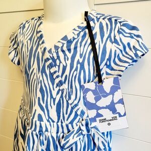 NWT DVF for Target Toddler Wrap Dress Size 2T Blue White Sea Twig Short Sleeve